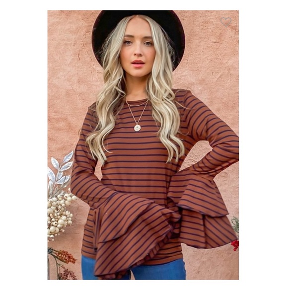 Chocolate Bell Sleeve Blouse